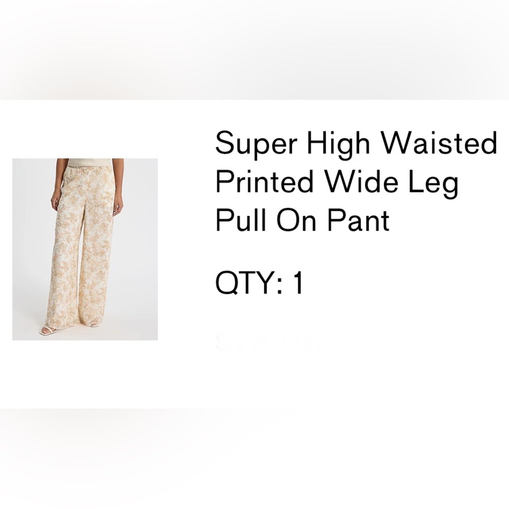 Express Cream and Tan Floral Printed Super High Rise Wide Leg Pants with Pockets